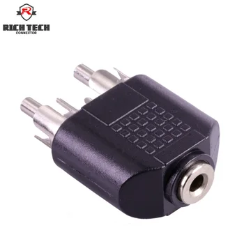 

50pcs Nickel Plated 3.5mm Female Jack to 2xRCA Male Plugs Audio Converter Connector