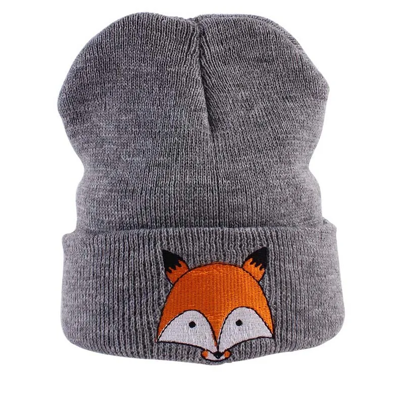 

Cute Cartoon Fox Printed Knitted Winter Hats For Kids Soft Warm Caps Beanies Girls Boys Unisex Children's Hat Bonnet Gift gorro