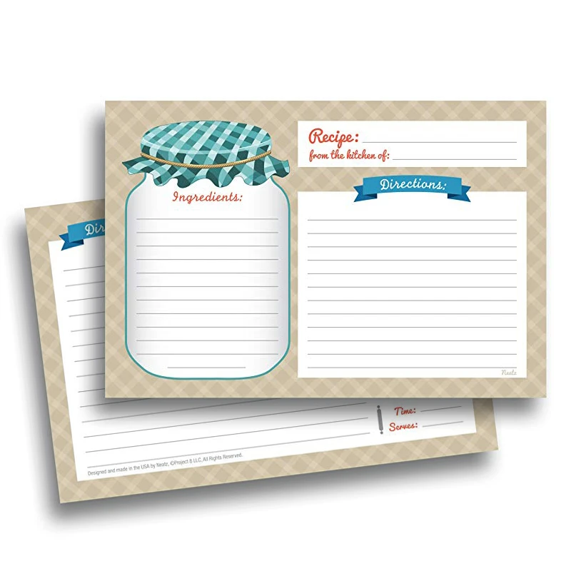  20sheet Kitchen Recipe Cards Double Sided Cards 4x5.6 inch cardstock paper stationery for home kitc