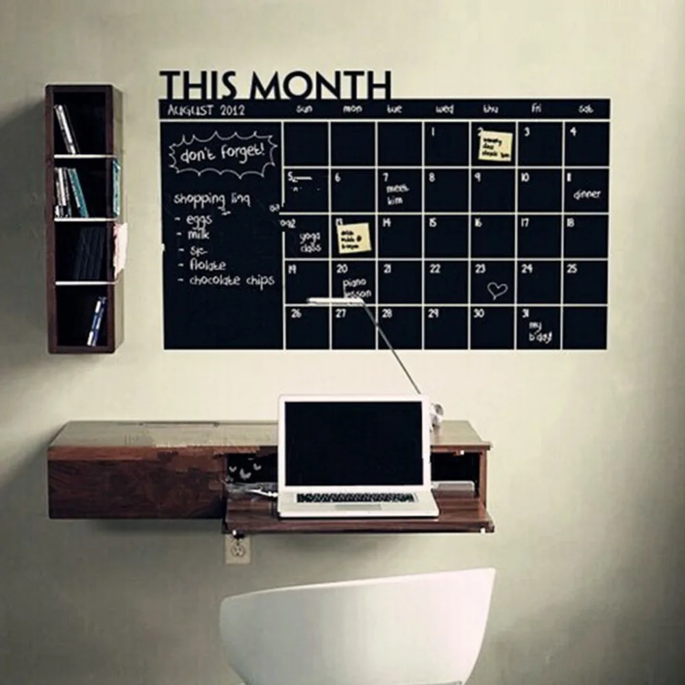 

Wall Sticker Monthly Plan Calendar Chalkboard Stickers MEMO Blackboard Vinyl Study Room Wall Stickers for kids Room DIY poster