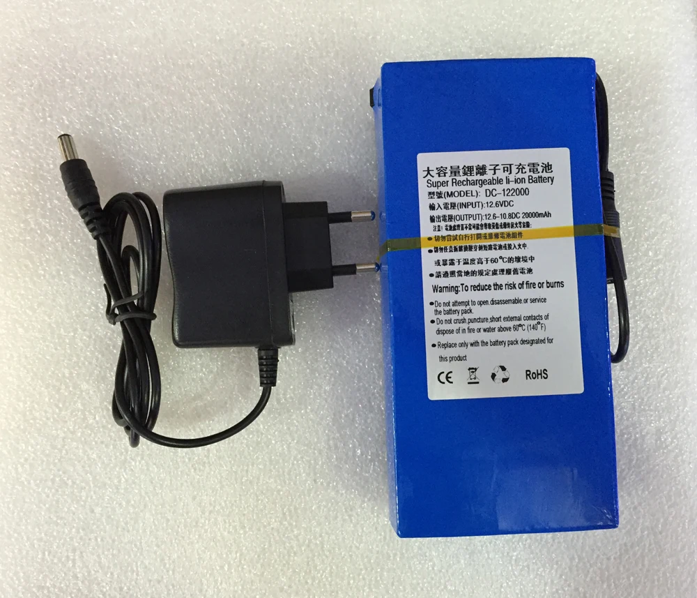 

Li-ion Battery Portable 20000mAh DC 12V 12.6V Super Rechargeable Pack EU/US plug adaptor for CCTV camera video recorder