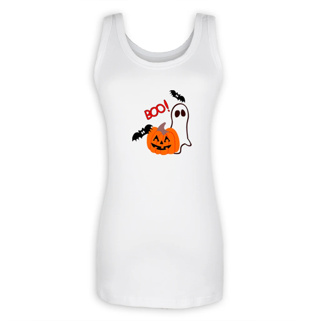 Funny Halloween BOO Pumpkin bat ghost Cat and Mouse Dragon Ball Fighting Goku Womens Ladies Sexy Vest Sleeveless Cotton Tank Top - Color: ibVest620W