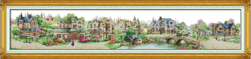 

Big Size!European Town Counted Cross Stitch 11CT 14CT DMC Cross Stitch DIY Cross Stitch Kit for Embroidery Home Decor Needlework