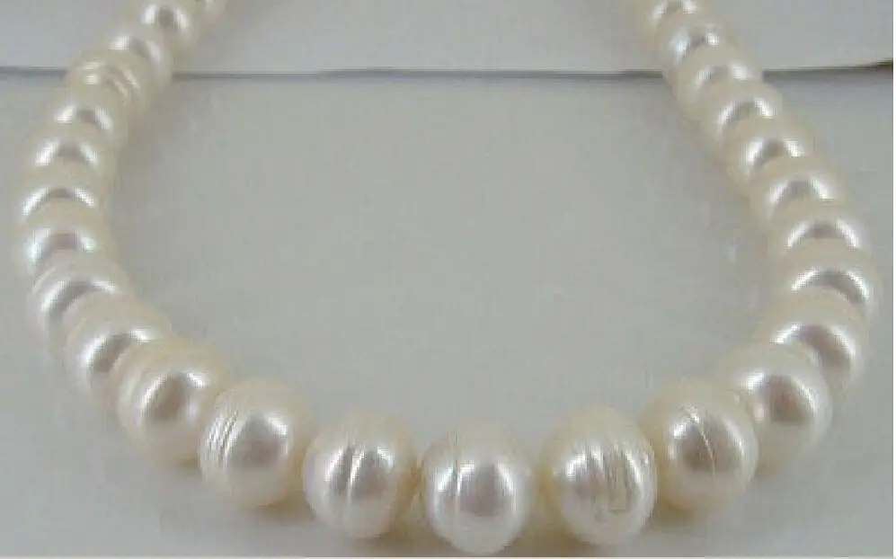 

HUGE Beautiful 13-15MM Australian south sea WHITE PEARL NECKLACE 18inch 14k t a(5.18)