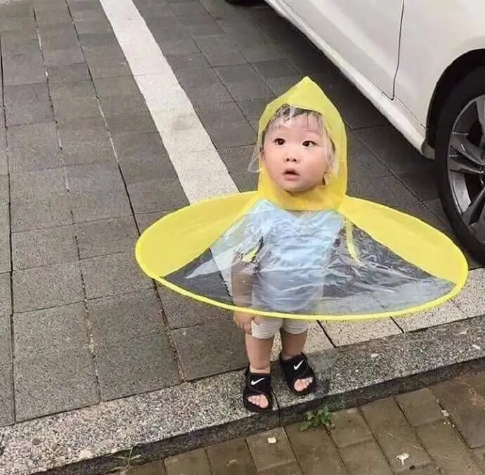 

Portable Kids Raincoat Foldable UFO Rain Hat Kids Umbrella PEVA Material Travel Fishing Sessile Cap With 3 Colors