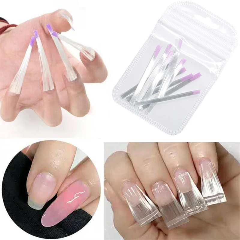 

10 pcs Fiber Nail extension/ Fiberglass for Nail Extension Acrylic Nails Tips/Self shaped UV gel extended fiber