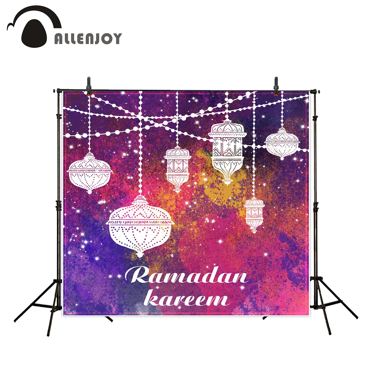 

Allenjoy Photographic Background Eid al-Fitr photocall Colour Islam Hollow chandelier backdrop Ramadan Kareem camera fotografica