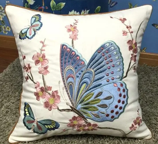 Хлопок бабочка вышивка Подушка Наволочка креативный на диван-кровать для дома автомобиль комната красота Dec - Цвет: 2