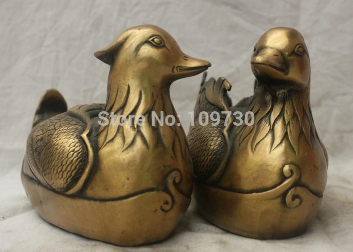 

001552 Chinese China Folk Culture Handmade Brass Bronze Statue Mandarin duck Sculpture
