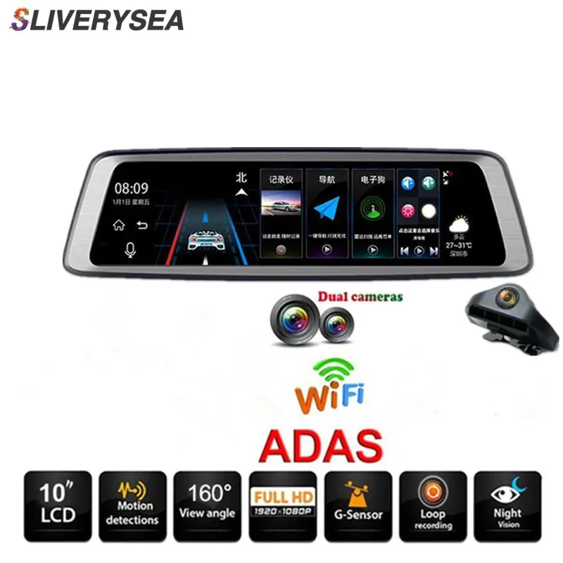 

10" Touch Screen Bluetooth WiFi 4G Android Car DVR Camera 1080P Full HD Rear View Video Recorder Registrars Dash Cam #B1166