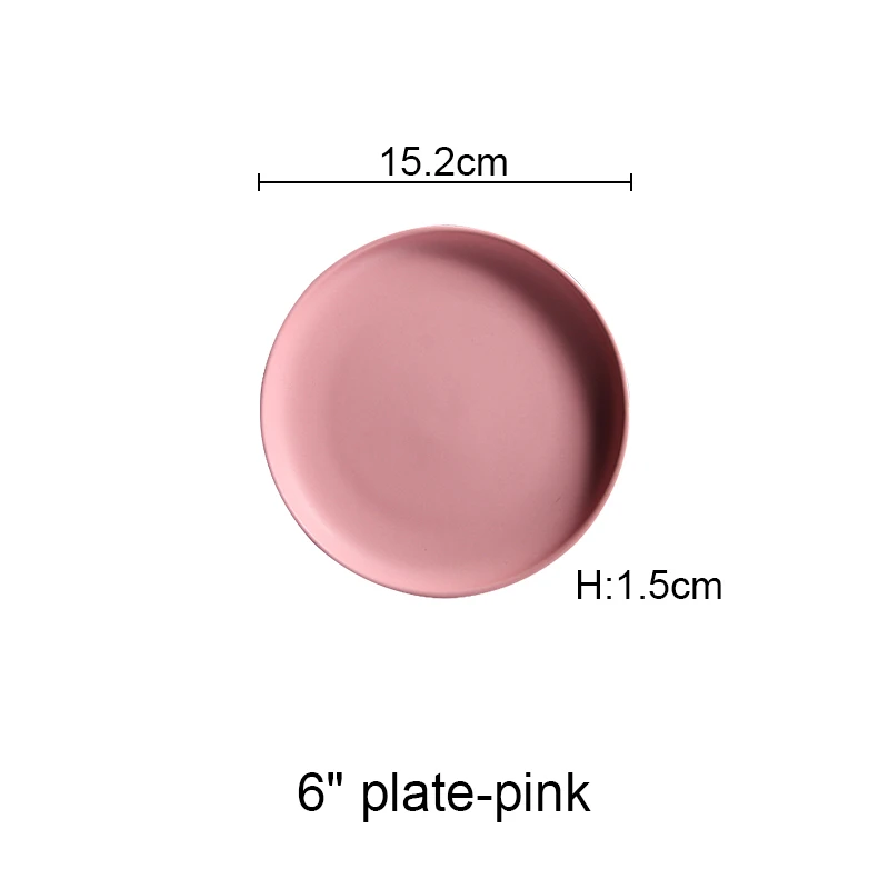 Керамические обеденные тарелки, тарелка из говядины, посуда, Круглый однотонный цвет, десертное блюдо, простая и креативная Салатница, блюда Akuhome - Цвет: small pink