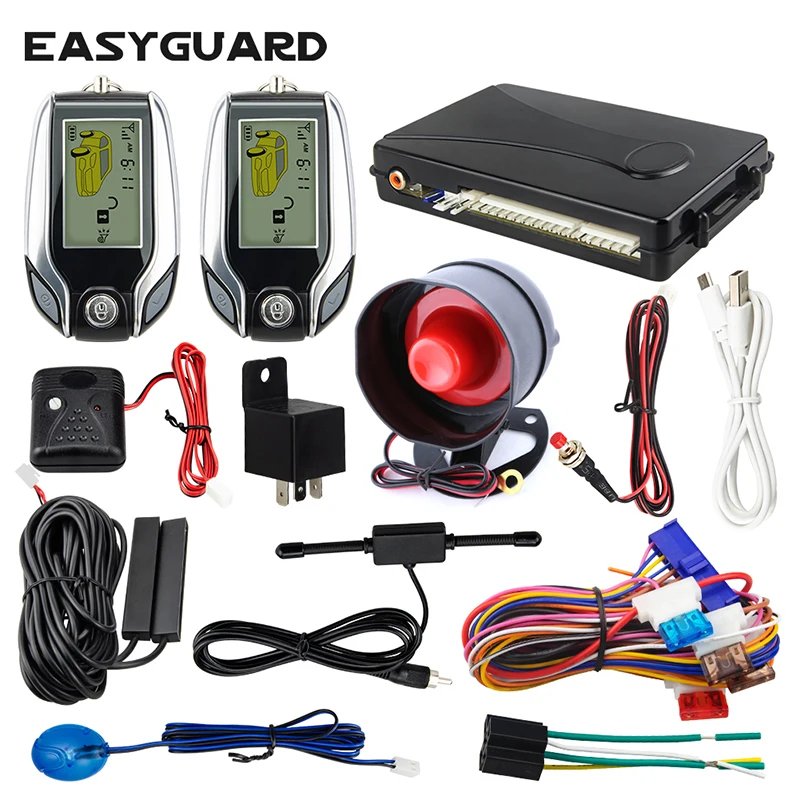 EASYGUARD, 2 способа, Автомобильная сигнализация, pke, без ключа, ЖК-дисплей, пейджер, вибрационная сигнализация, универсальная, автомобильная, автоматическая, без ключа, система входа, dc12v