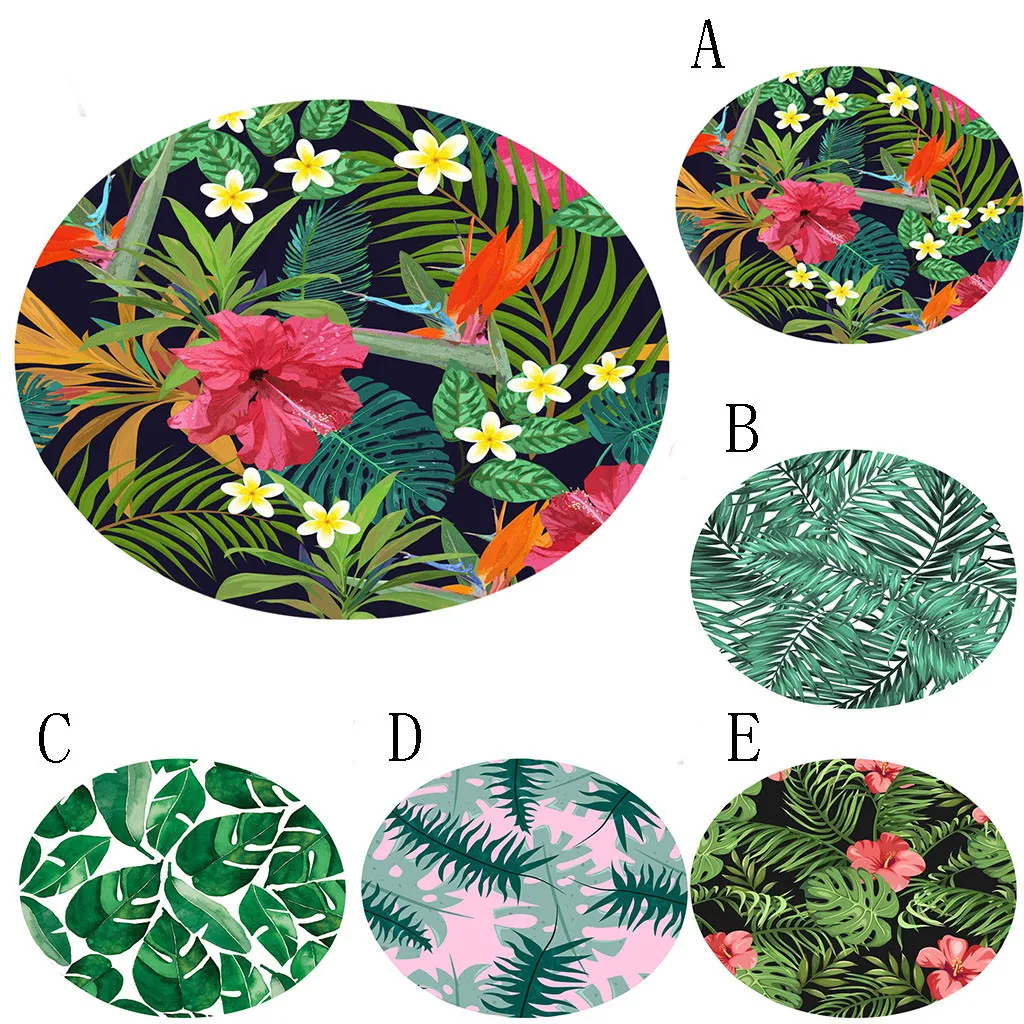 Горячая Распродажа, высокое качество, лесная серия, ковер, тропические растения, листья, узор, круглый, фланелевый, для ванной, кухни, ковер, 60 см, 160 г