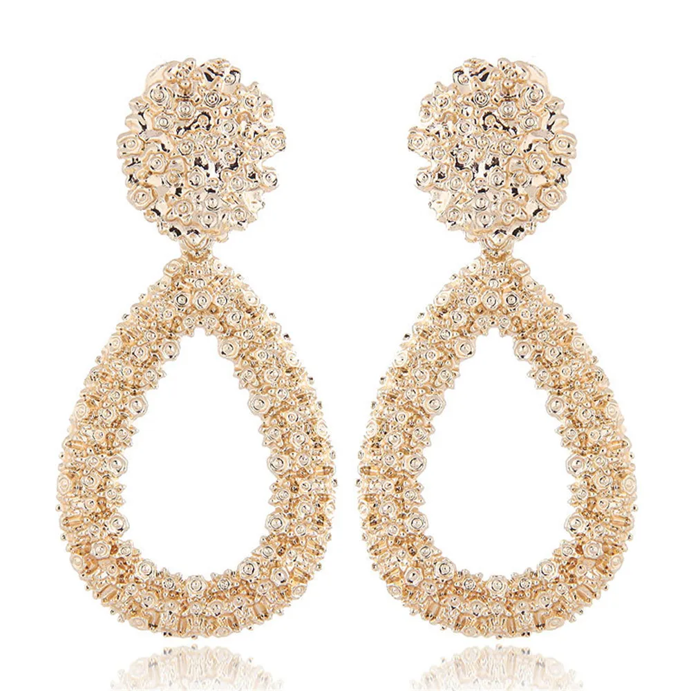 

Hyperbole Gold Color Water Drop Earrings For Women Punk Metal Dangle Earrings Hanging Fashion Party Jewelry A414