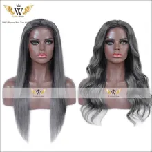 7A 130Density Glueless Gray Human Hair Lace Front Straight Wigs Brazilian Virgin Hair Lace Body Wave Wigs With Baby Hair