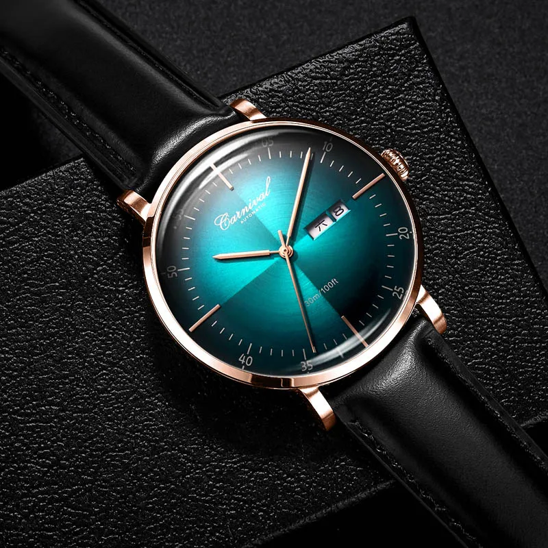 CARNIVAL Men Watch 2019 Hot Wrist Brand Luxury Famous Male Clock Automatic Watch Blue Dial Watch Ca