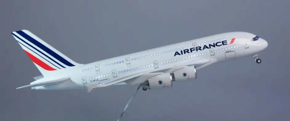 1/160 масштаб 50,5 см самолет Airbus A380 Франция авиакомпания Модель W светильник и колеса литой пластик смолы самолет для сбора - Цвет: with light