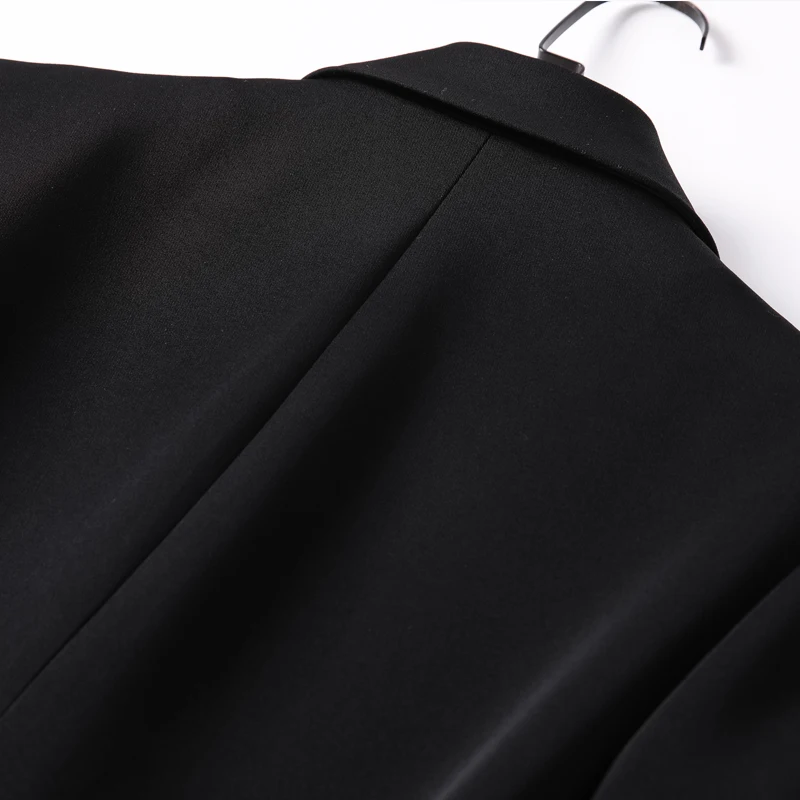 Shuchan Double Breasted Blazer Feminino Notched Loose Women's Jacket Autumn Fall 2019 New Items Solid Black Blazer Korean