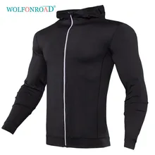 WOLFONROAD, осенние мужские футболки для бега, быстросохнущие рубашки с капюшоном, для кемпинга, для улицы, спортивная одежда, для фитнеса, тренажерного зала, топ, рубашки с длинным рукавом