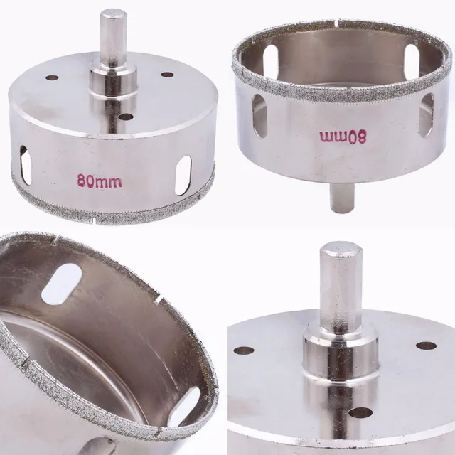 Trapano A Tazza Per Vetro E Piastrelle - Diametro 80 Mm, Con Punta Di Centraggio, Per Ceramica, Marmo, Granito - Foto 4