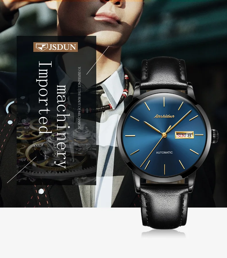 Ультра-тонкие механические мужские часы механические часы кожаные деловые автоматические водонепроницаемые часы сапфировые зеркальные часы relojes