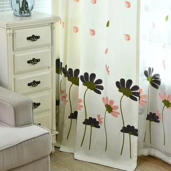

2019 New Arrival Top Fashion Woven French Built-in Curtains Small Fresh For Bedroom Embroidered Floral For Living Room Children