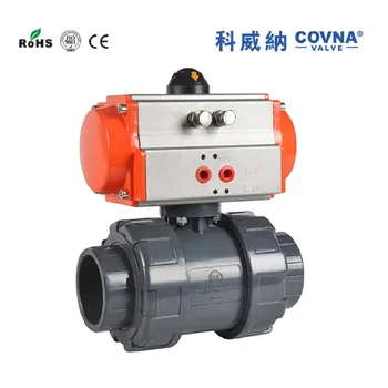 

DN40 Double Union PVC/UPVC Ball valve with pneumatic actuator full port Female Tread
