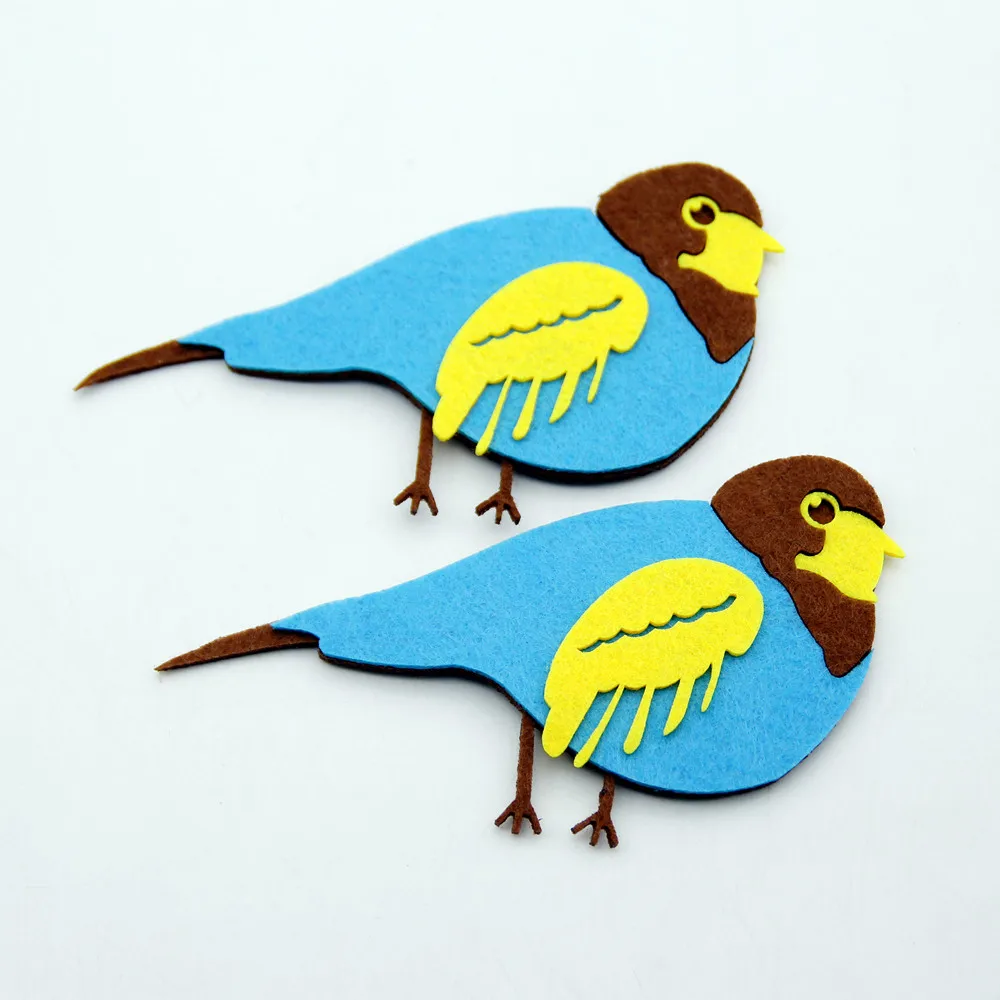 

2pcs Animal Cartoon Cute Bird Free Cutting Fabric Felt For Decor Kid Home Room Wall DIY Kindergarten Stickers Crafts Accessories