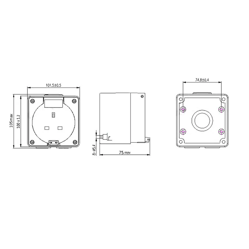 IP66 Водонепроницаемая Пыленепроницаемая наружная настенная розетка, 13А стандартная электрическая розетка Великобритании промышленная водонепроницаемая розетка
