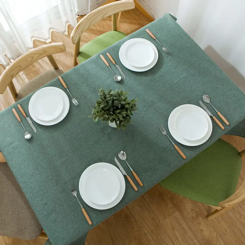  Nordic Japanese Cotton and Linen Plain Color Tablecloth Fabric Desk Coffee Table Cloth Rectangular 
