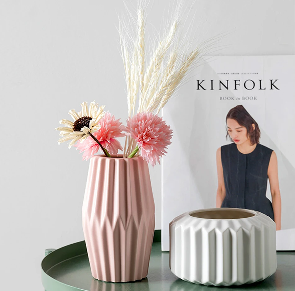 Скандинавская креативная керамическая ваза оригами, геометрические вазы, настольная Цветочная композиция, художественная ваза, домашние свадебные украшения, аксессуары
