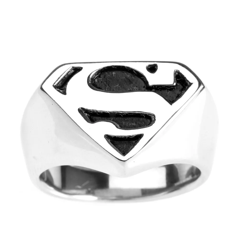 

New Fashion Silver Men's Superman Superhero Symbol 316L Stainless Steel Ring