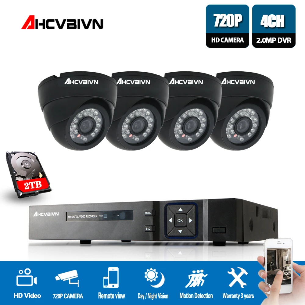 AHD 4CH CCTV Системы полный 1080 P/720 P HDMI DVR Onvif 720 P 2000TVL AHD CCTV Камера набор Главная Безопасность Системы наблюдения комплект 1 ТБ