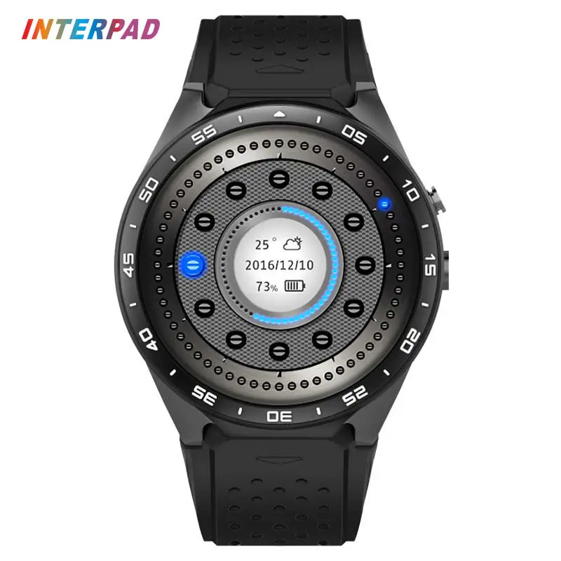 

New Process Interpad KW88 Smart Watch 3G Android 5.1 MTK6580 Quad Core 4GB 512MB 400*400 Screen Smartwatch Support GPS Wifi SIM