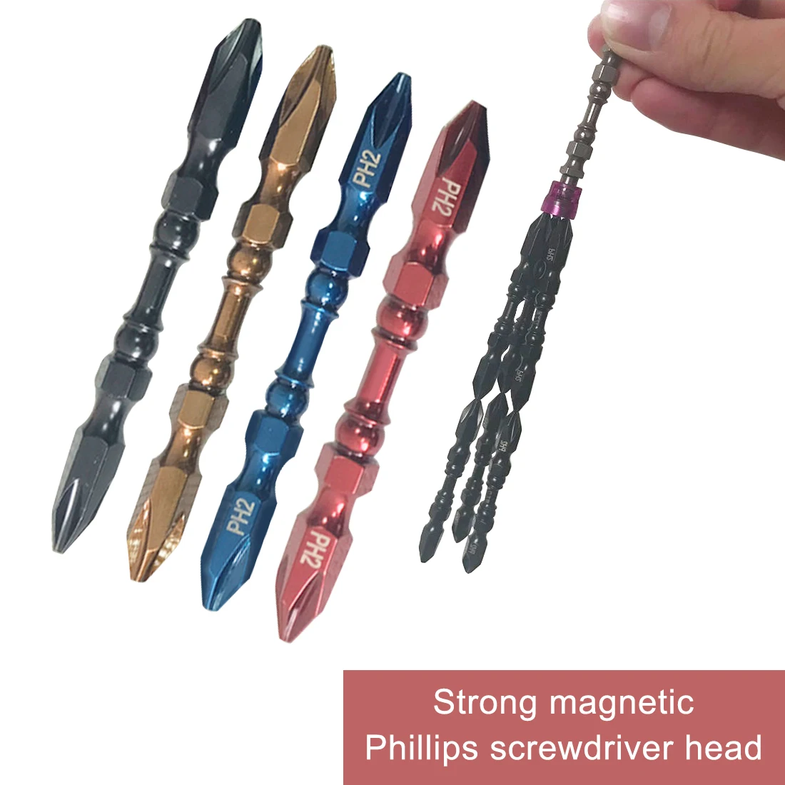 

1/4 Double Head Electric Screwdriver Set Phillips Screw Drive Hardness Magnetic 65MM Cross Head Screwdriver Bit