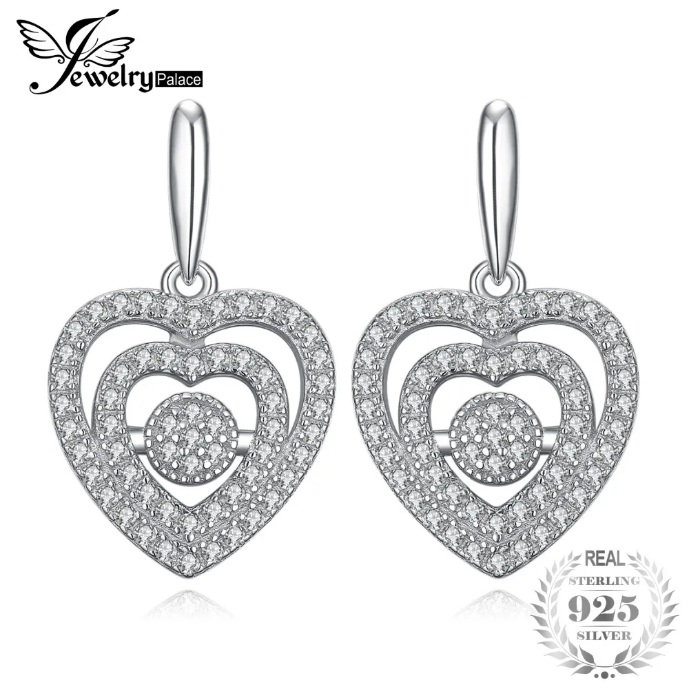 

JewelryPalace Love Heart Pave 0.1ct Cubic Zirconia Stud Earrings 925 Sterling Silver Fine Jewelry 2018 Hot Selling Gift For Her