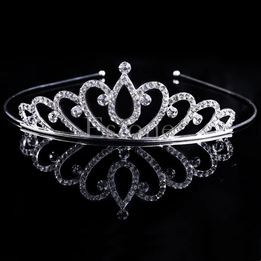 

Crystal Wedding Prom Crown Rhinestone Hair Jewelry Headband Bridal Veil Tiara