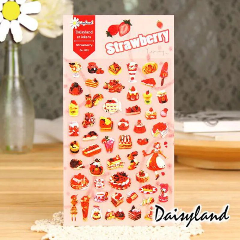 

AB19 Sweet Delious Strawberry Dessert Sticker Phone Laptop Bottle Notebook DIY Craft Scrapbooking Bubble Stationery Stick Label