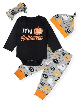 

Oklady My First Halloween Outfits Newborn Baby Boy Girl Clothes Long Sleeve Halloween Romper with Cute Ghost Pants Bodysuit Set