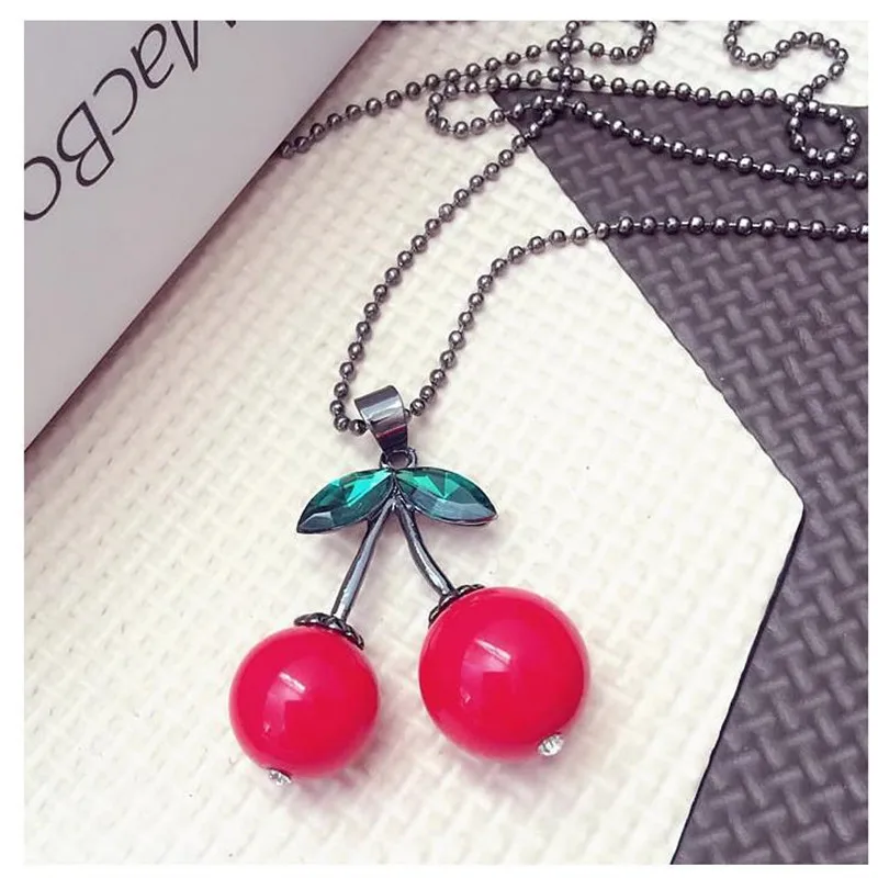 

2019 Anime Boho Exo Girl Bijoux Collier Maxi Leaf Red Cherry Necklace Pendants For Women Choker Colar Girl Jewelry