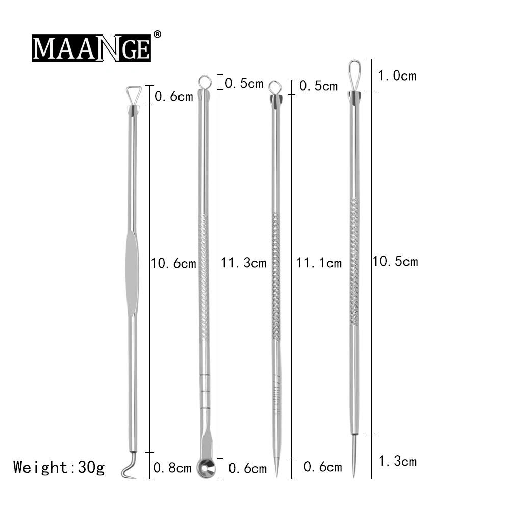 MAANGE 4 шт./компл. Нержавеющая сталь Черноголовых Удаления Комплект акне инструмент для удаления прыщей экстрактор для удаления иглы косметический инструмент для чистки лица