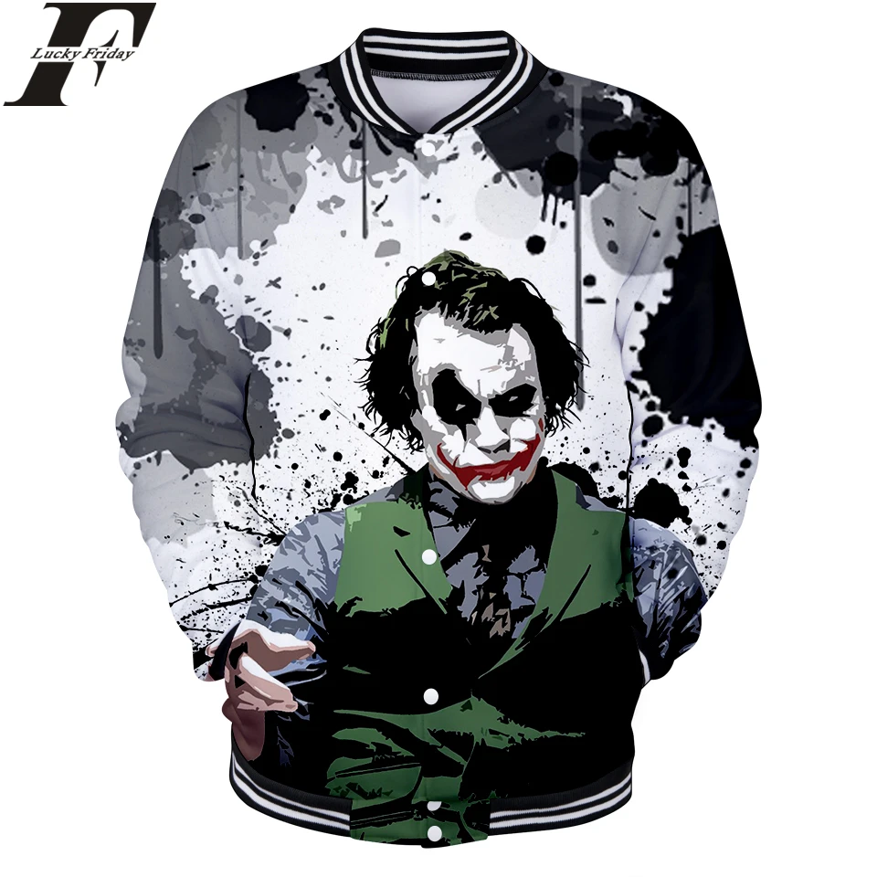 Бейсбольная куртка LUCKYFRIDAYF Joker с 3D изображением героев аниме Мужская/Женская