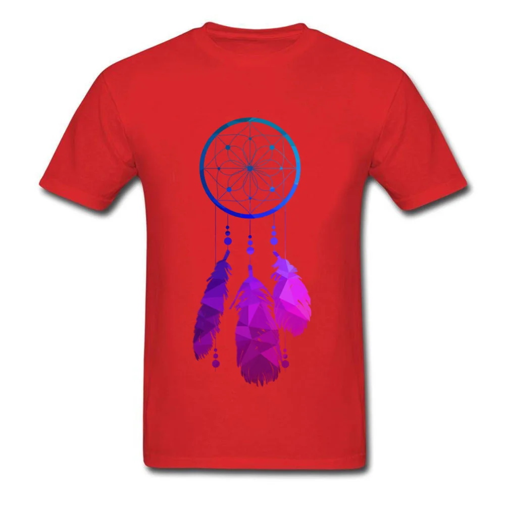Geo Neon Dreamcatcher Crewneck Top T-shirts Summer/Fall Casual Tops & Tees Short Sleeve Coupons Cotton Fabric Tee-Shirt Adult Geo Neon Dreamcatcher red