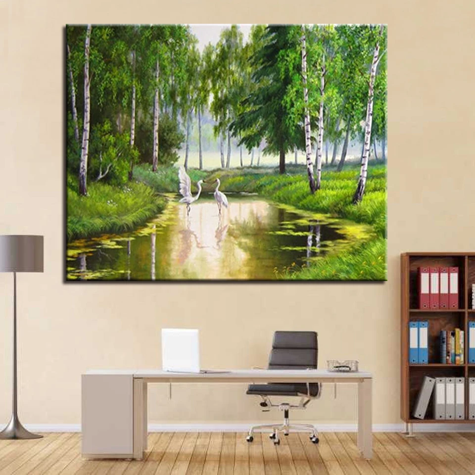

Framework For Living Room Drawing DIY Coloring Pictures By Numbers Calligraphy Forest Nature Landscape Canvas Oil Painting