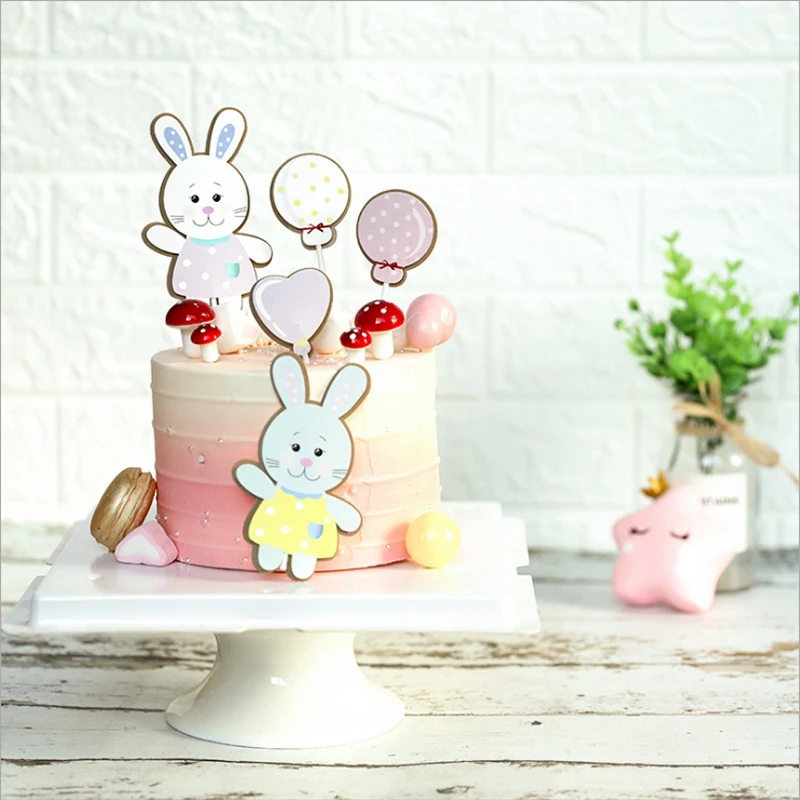 

cartoon lovely rabbit heart cake topper birthday cake decoration baby shower kids birthday party favor supplies