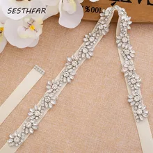 Стразы пояс невесты серебро Кристалл ремень ручной работы Алмазные Пояса для свадебное платье J147S