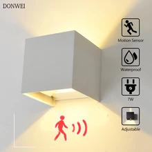 6 Вт 12 Вт светодиодный настенный светильник Открытый водонепроницаемый IP65 радар Датчик движения крыльцо настенный светильник домашний бра декоративная подсветка для дома