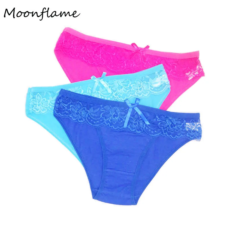 

Moonflame 3 Pcs/lots New Arrival 2019 Lace Underwear Women Sexy Lace Briefs Panties 89203