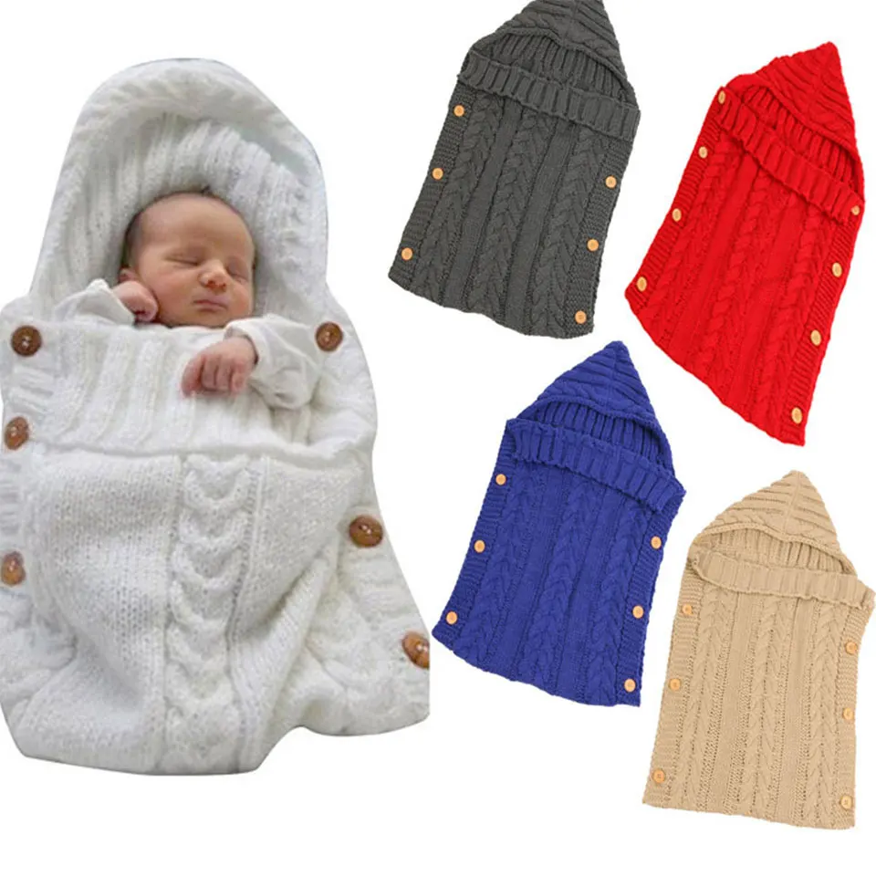

Knitted Baby Sleeping Bags Envelope Sleeping Bag Baby Cotton Blend For Newborn Footmuff Stroller Winter Slaapzak Saco De Dormir