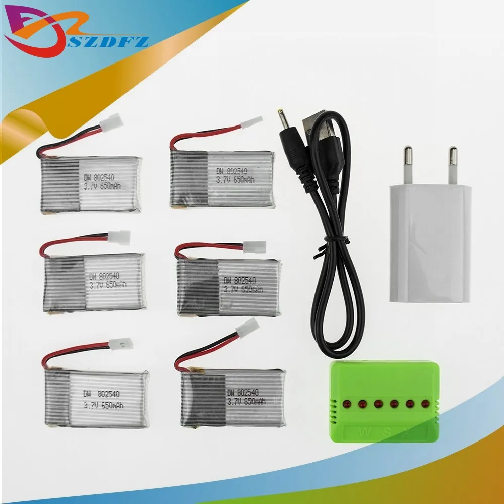 6 шт 3 7 V 650 mAh литий-ионная аккумуляторная батарея с X6 Зарядное устройство и USB